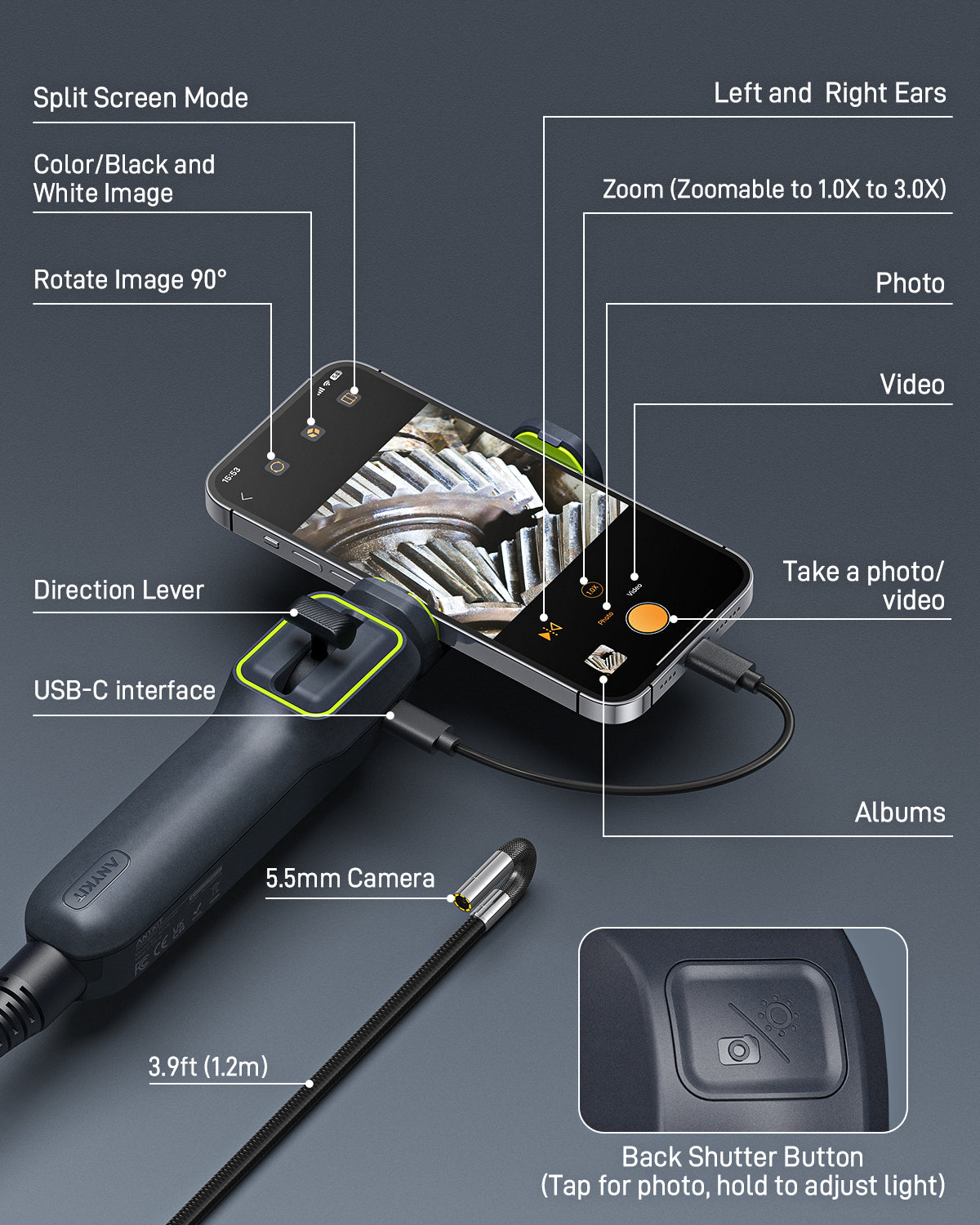 Anykit AD100 Two-Way Articulating Borescope