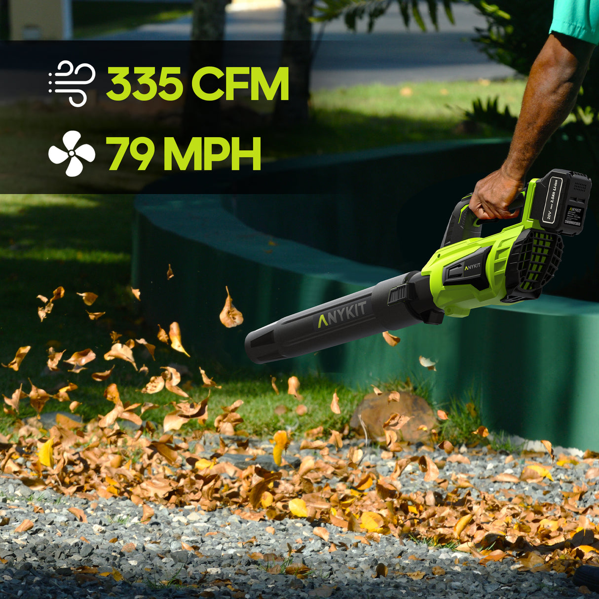 20V 335 CFM Cordless Battery Leaf Blower w/ 3.0Ah Battery & Charger