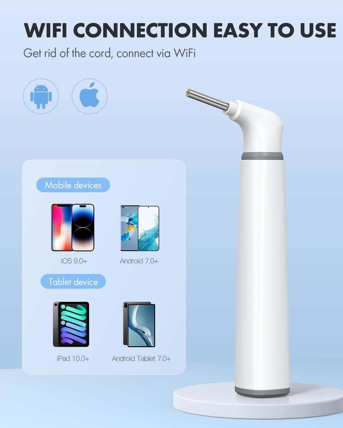 Anykit Wireless Otoscope Ear Camera with Dual View, 3.9mm 720PHD WiFi Ear Scope with Ear Wax Removal Tool for Kids and Adults & Pets, Compatible with Android and iPhone