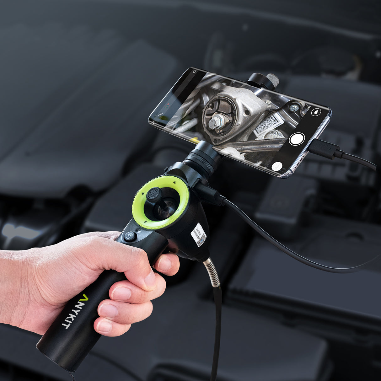 Anykit 360° 4 Ways Articulating Borescope, Articulated Snake Camera Compatible with Phone and Android