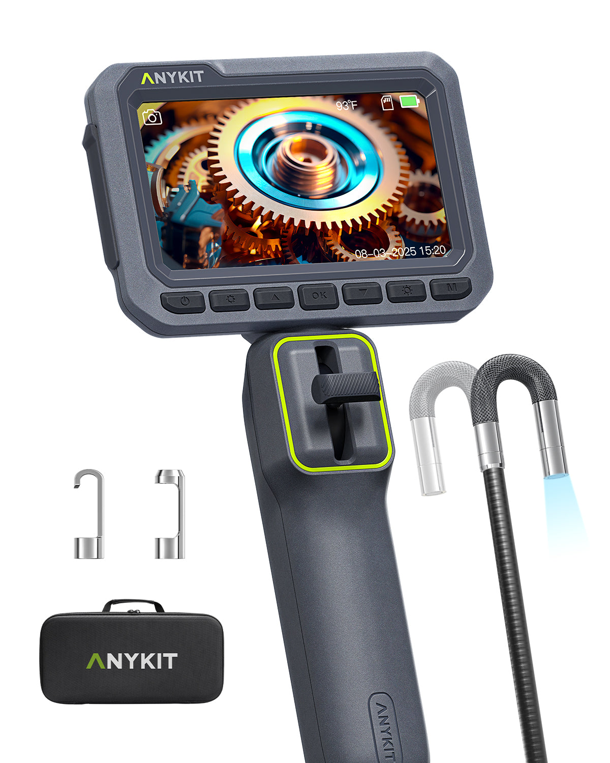 Anykit Articulating Borescope 210° Two-Way 0.22in Slim Probe Endoscope - 6.6FT