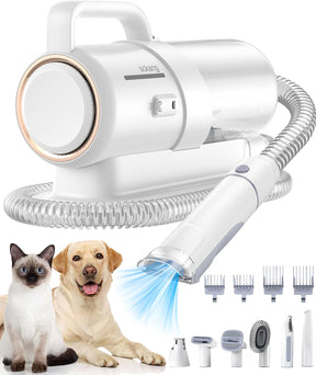 Dog Clipper Grooming Kit & Vacuum Suction 99.99% Hair, 7 Pet Grooming Tools for Dogs Cats and Other Animals, 3.2 L Large Capacity Dust Cup
