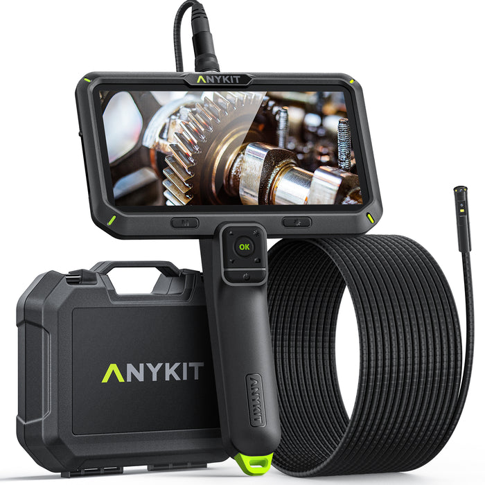 Anykit Dual Lens Borescope with 6" IPS Screen, Inspection Camera with Split Screen, 1080P HD Endoscope Camera with Light, WiFi Transmission, 16.5ft Flexible Gooseneck Snake Camera for Professionals
