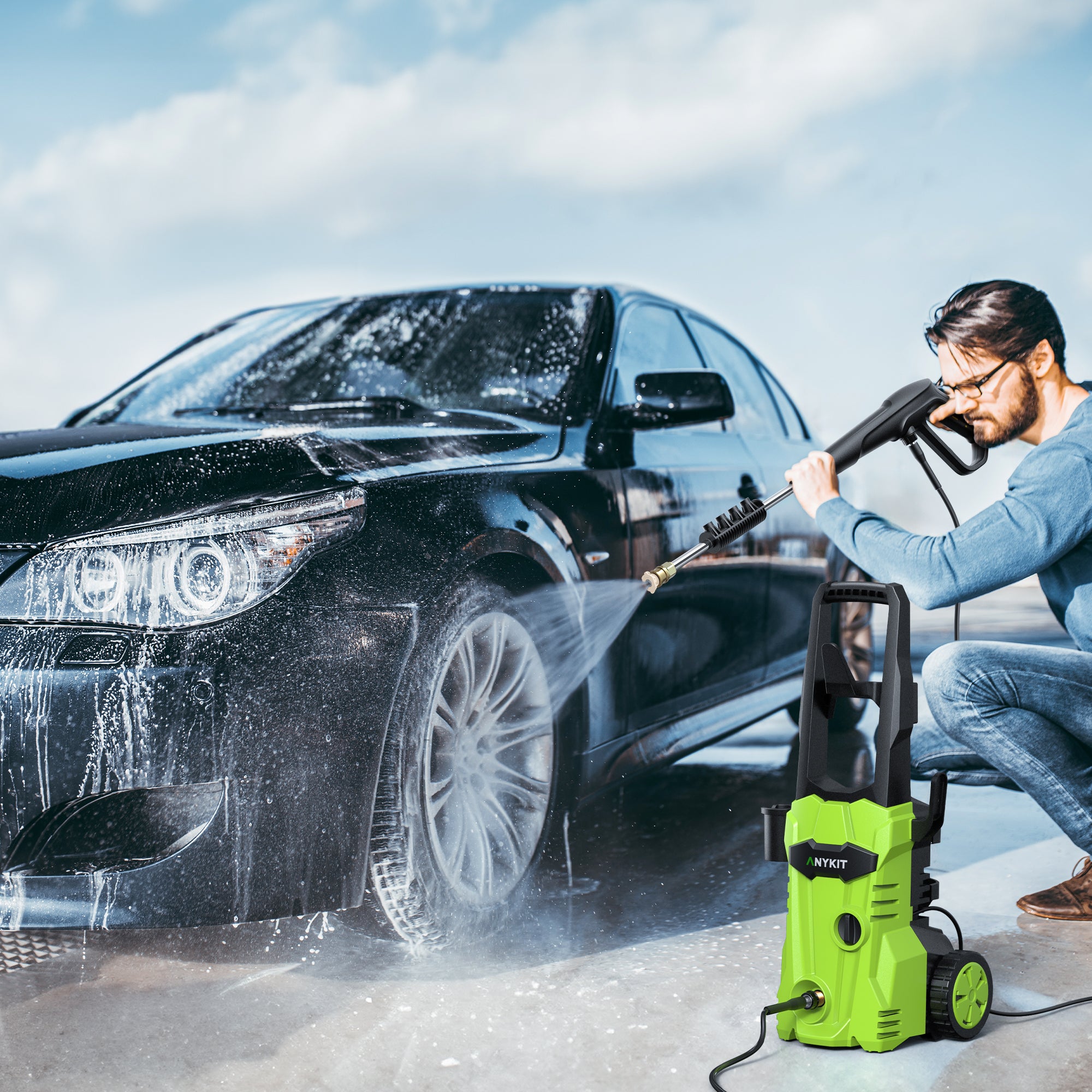 1600 PSI 1.2 GPM Water Pressure Washer - 4 Quick Connected Nozzles