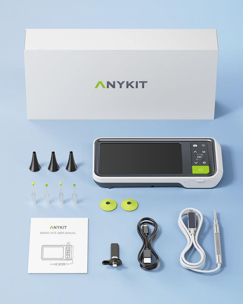Anykit Digital Otoscope with Gyroscope, 4.5 Inches Screen, 3.9mm Ear S
