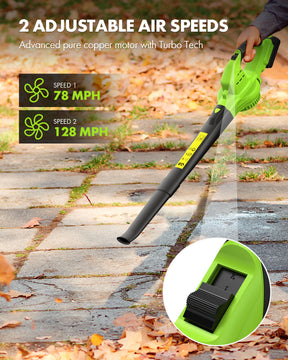 Leaf Blower Cordless with Battery and Charger - Anykit Electric Leaf Blower Battery Operated, Blower Cordless 20V 2 Speed Modes Handheld for Clearing Patio Driveway