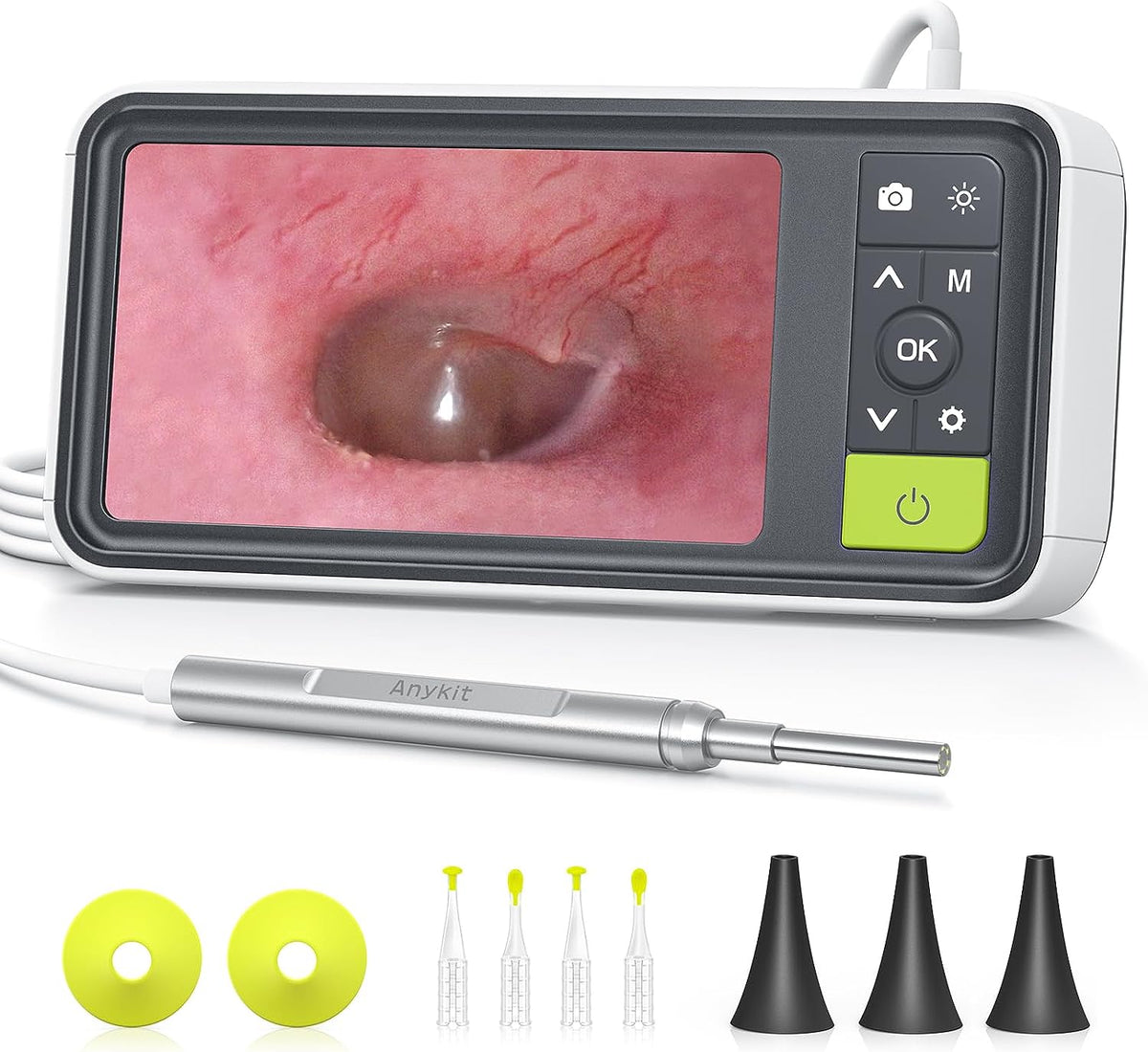 Anykit Digital Otoscope with Gyroscope, 4.5 Inches Screen, 3.9mm Ear Scope Camera with 6 Lights, Ear Wax Removal Tool, 32GB Card, Supports Photo Snap and Video Recording