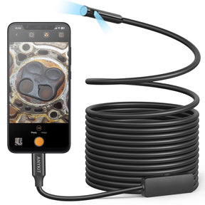 Dual Lens Endoscope Camera, Anykit 1.0MP Borescope with 8 LED Lights, Endoscope with 10ft Semi-Rigid Snake Camera, IP67 Waterproof Inspection Camera for for iPhone, iPad, OTG Android Phone
