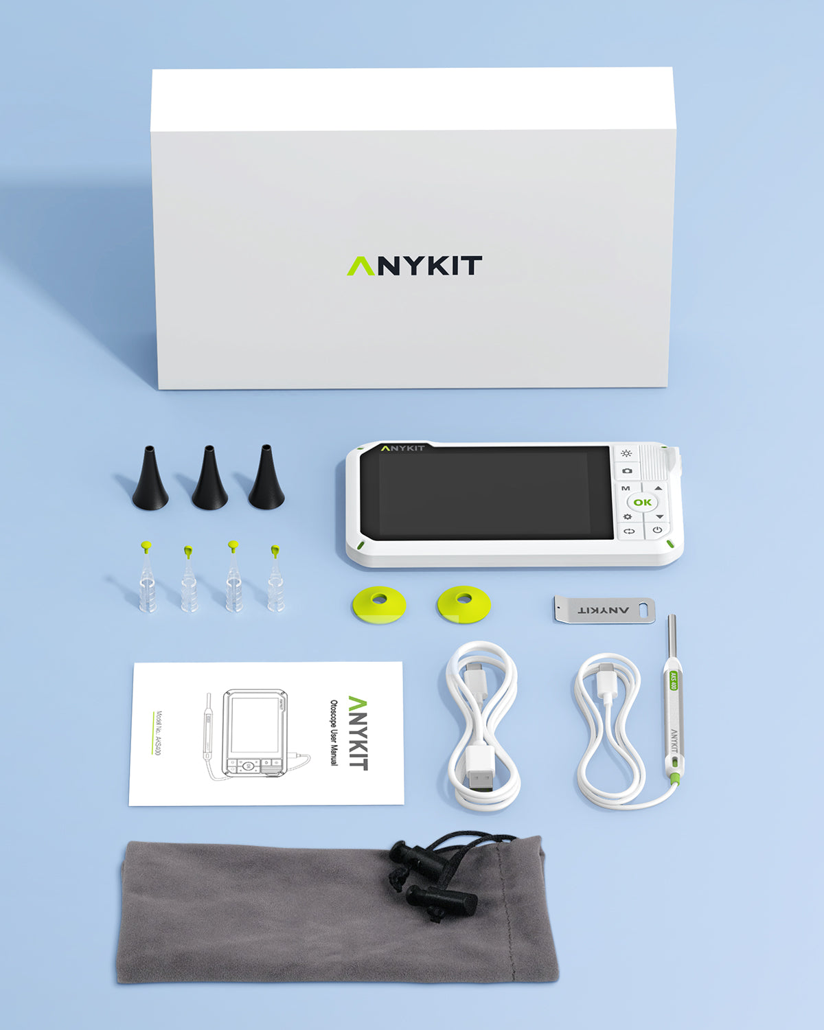 Anykit Digital Otoscope with Gyroscope, 4-inch IPS Screen, HD Ear Came