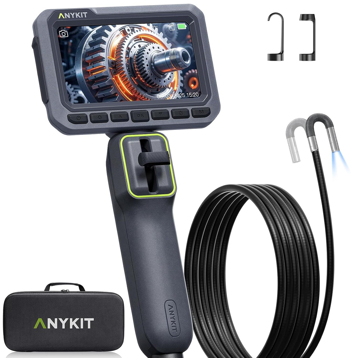 Anykit Articulating Borescope 210° Two-Way 0.22in Slim Probe Endoscope - 6.5FT