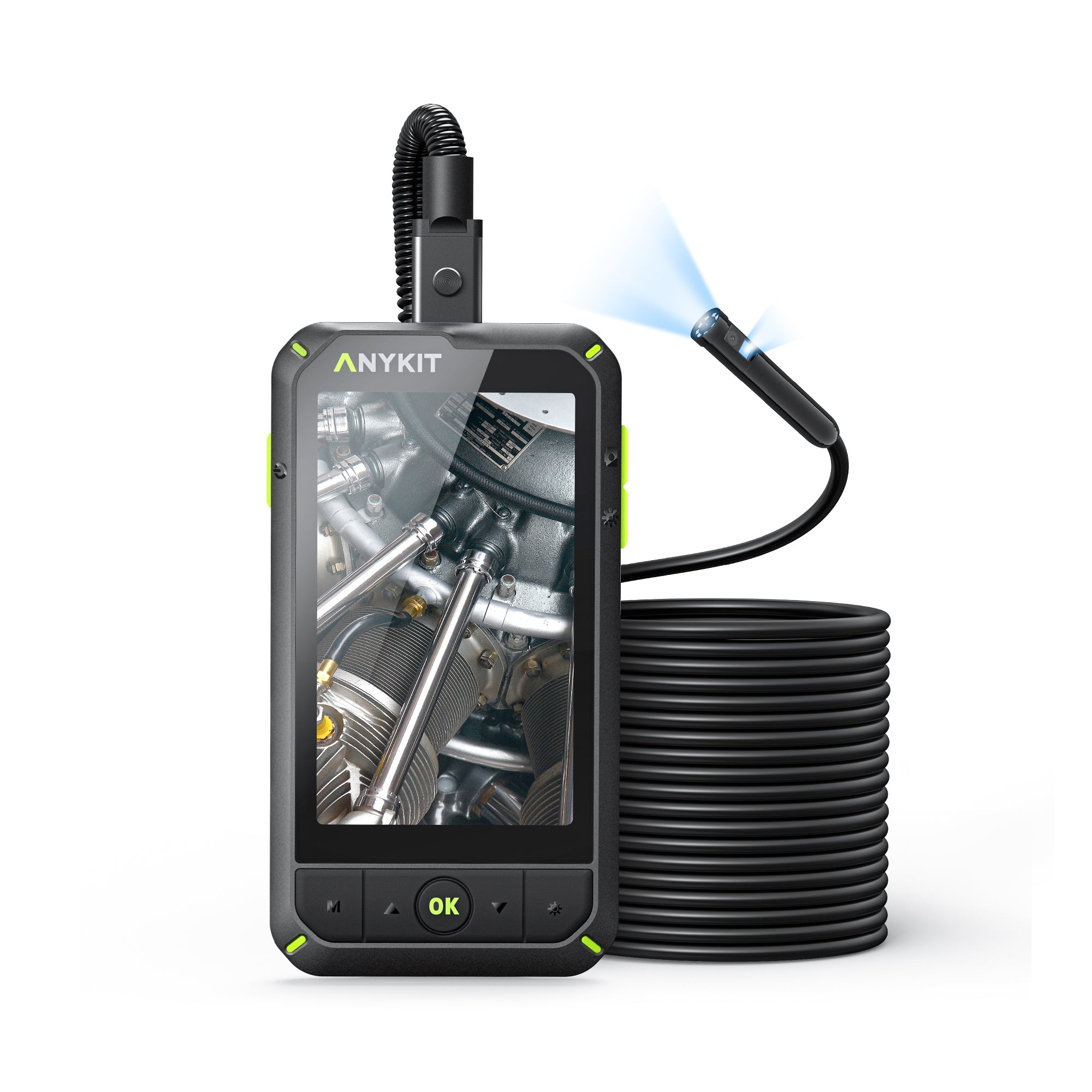 Anykit Borescope Camera with Light, Anykit Dual-Lens Endoscope Camera, 1080P Digital Video Inspection Camera with 4