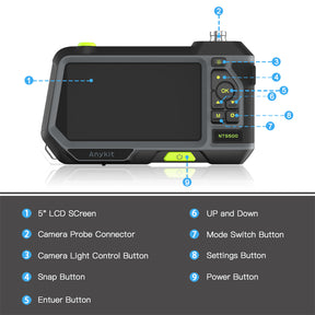 NTS500 Dual Lens Endoscope Camera/ Borescopes with 5" IPS Screen