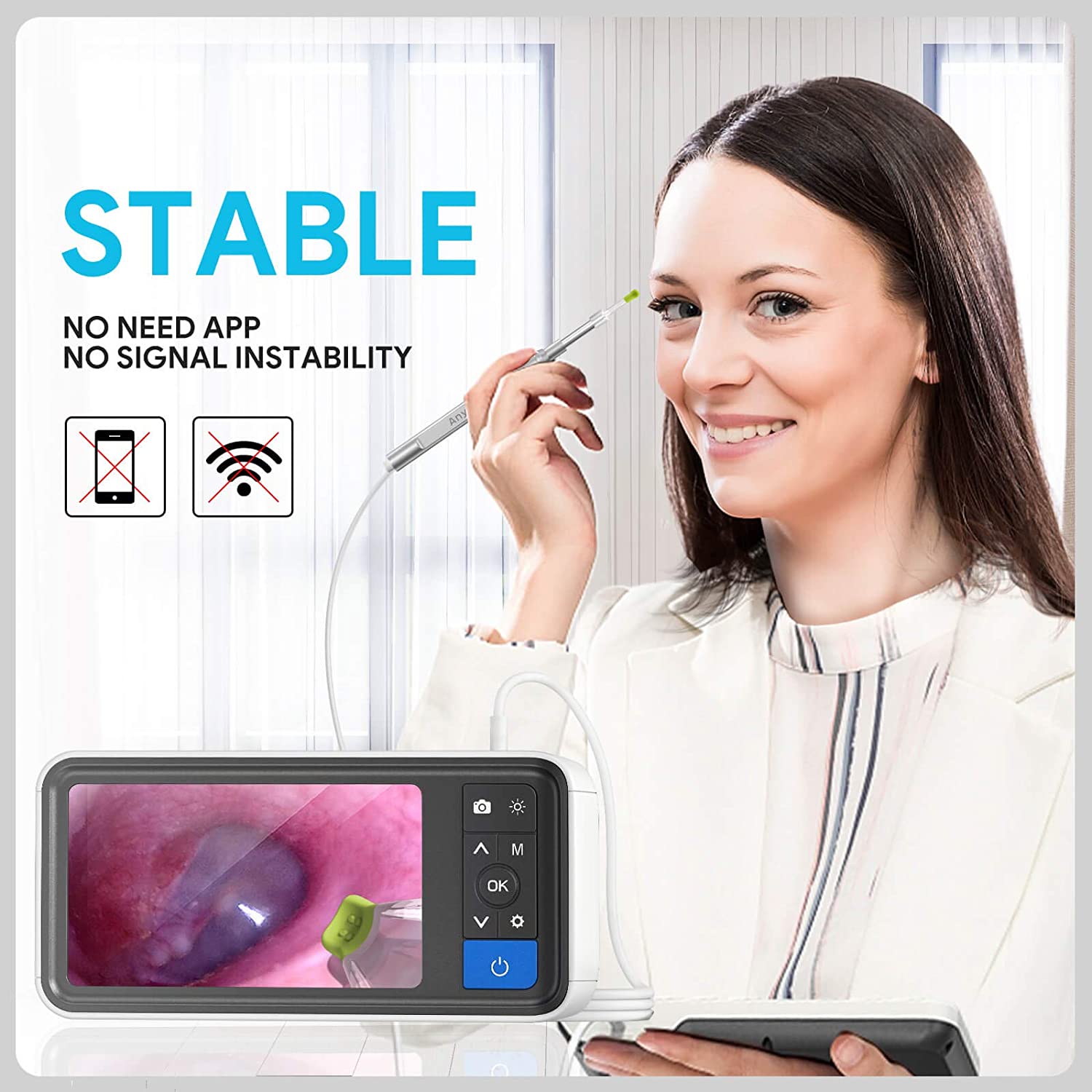 Digital Otoscope with 4.5 Inches Screen, Anykit 3.9mm Ear Camera with 6 LED Lights, 32GB Card, Ear Wax Removal Tool, Specula and 2500 mAh Rechargeable Battery, Supports Photo Snap and Video Recording