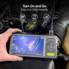 Triple Lens Endoscope, Anykit 1080P Borescope Inspection Camera with Light, IP67 Waterproof Snake Camera with 5 Inch Screen, HVAC Scope Camera 16.4FT Flexible Camera Probe, 32G Card, Storage Case